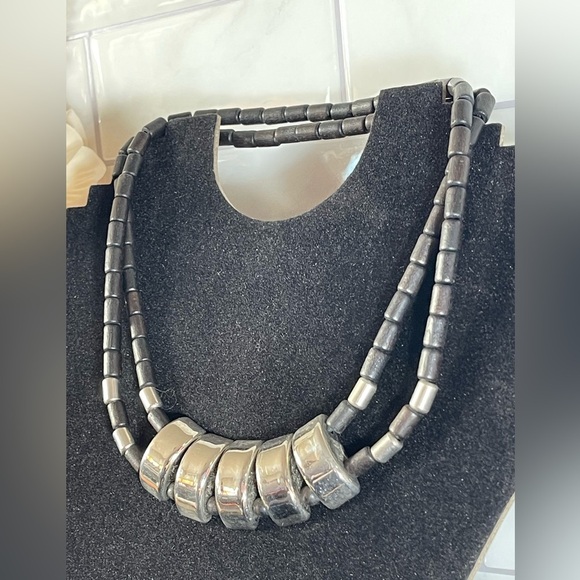 Aarikka Stella Vintage Wood Bead and Silver Toned Metal Bead Necklace - Picture 5 of 9